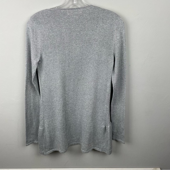 ELLEN TRACY Women’s Sparkly Metallic Longsleeve Ruffled Sweater Size XS - Picture 5 of 6